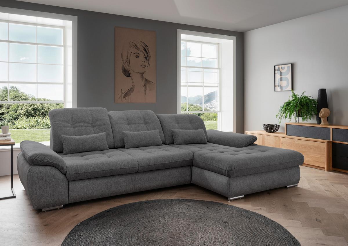 Ecksofa Mit Bettkasten Rigatti Anthrazit S: 314x184cm - Chromfarben/Anthrazit, MODERN, Textil (314/184cm) - Livetastic