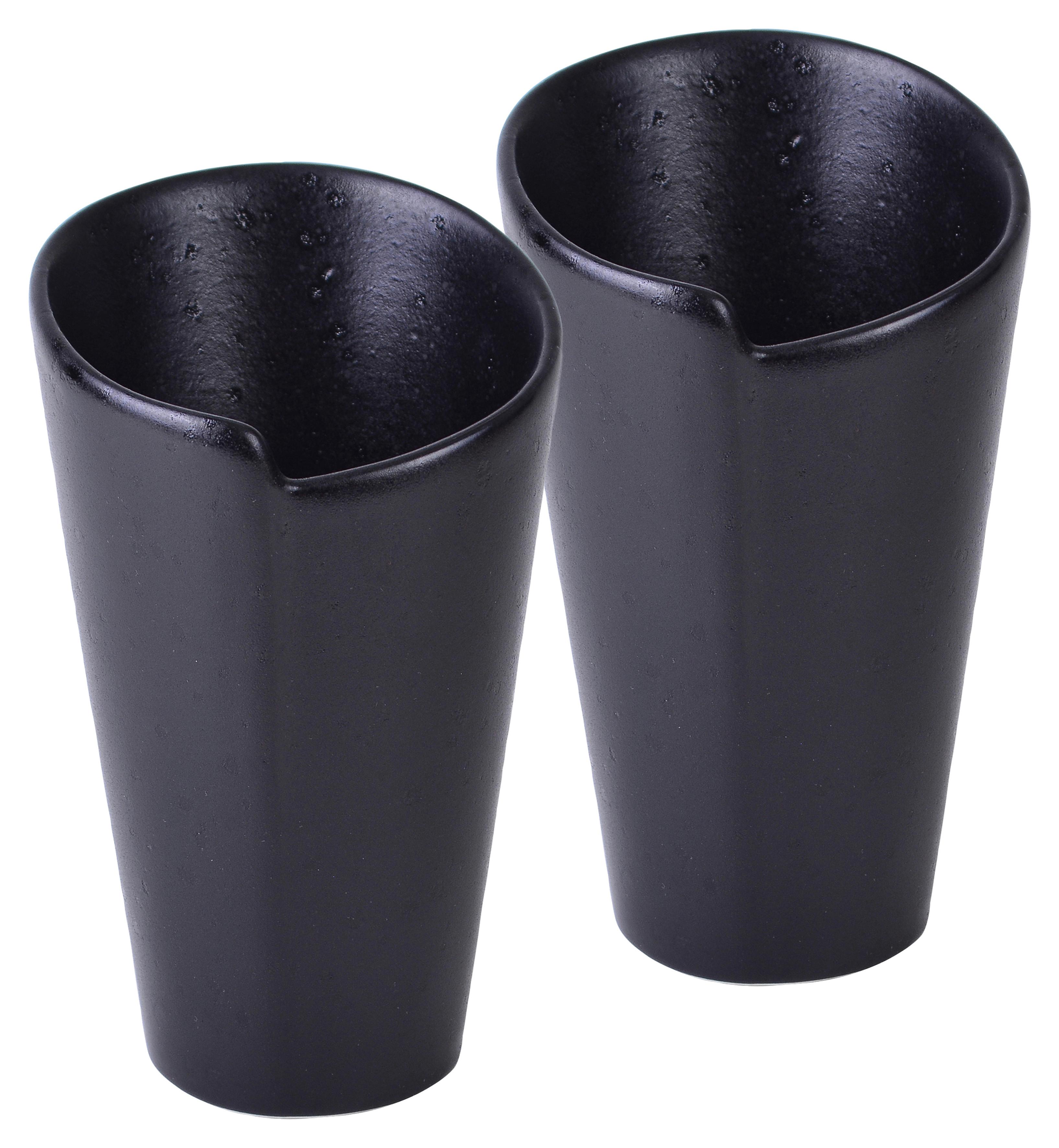 Servierschalenset Steinzeug 2-tlg. BxH: 15x9,5 cm - Schwarz, Basics, Keramik (15/9,5cm) - Creatable