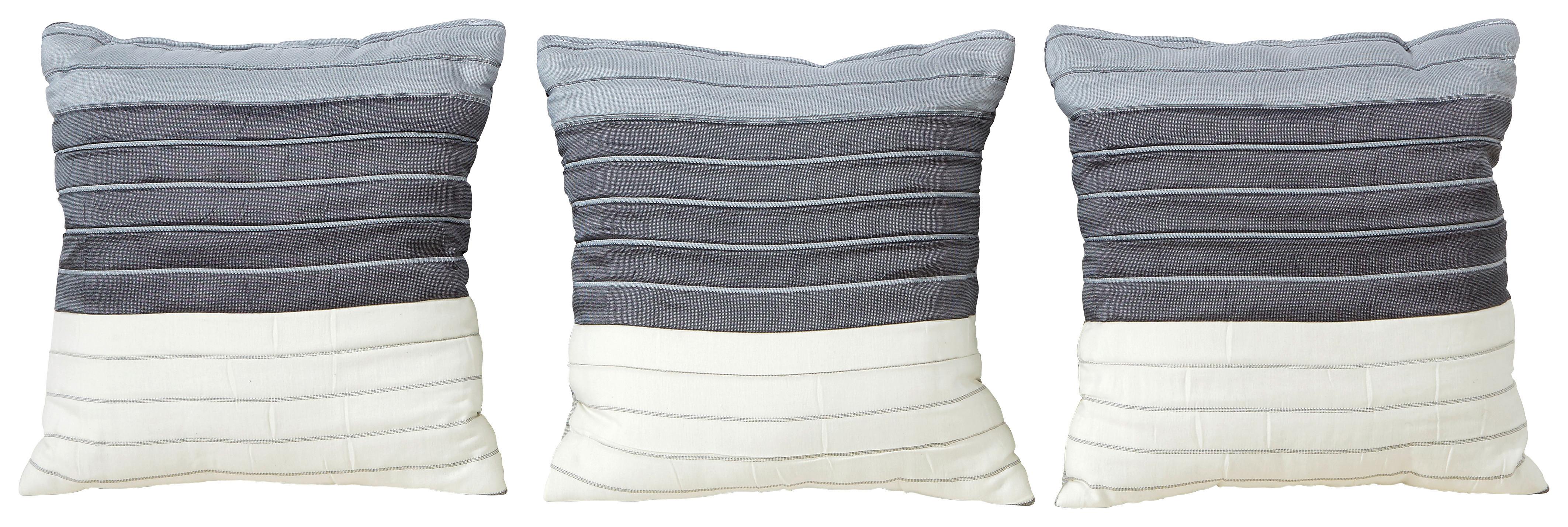 Zierkissen Columbia 3-tlg. 40x40 Cm Baumwolle Grau/weiß - Weiß/Grau, KONVENTIONELL, Textil (40/40cm)