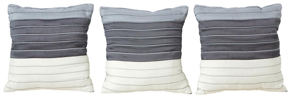 Zierkissen Columbia 3-tlg. 40x40 Cm Baumwolle Grau/weiß - Weiß/Grau, KONVENTIONELL, Textil (40/40cm)