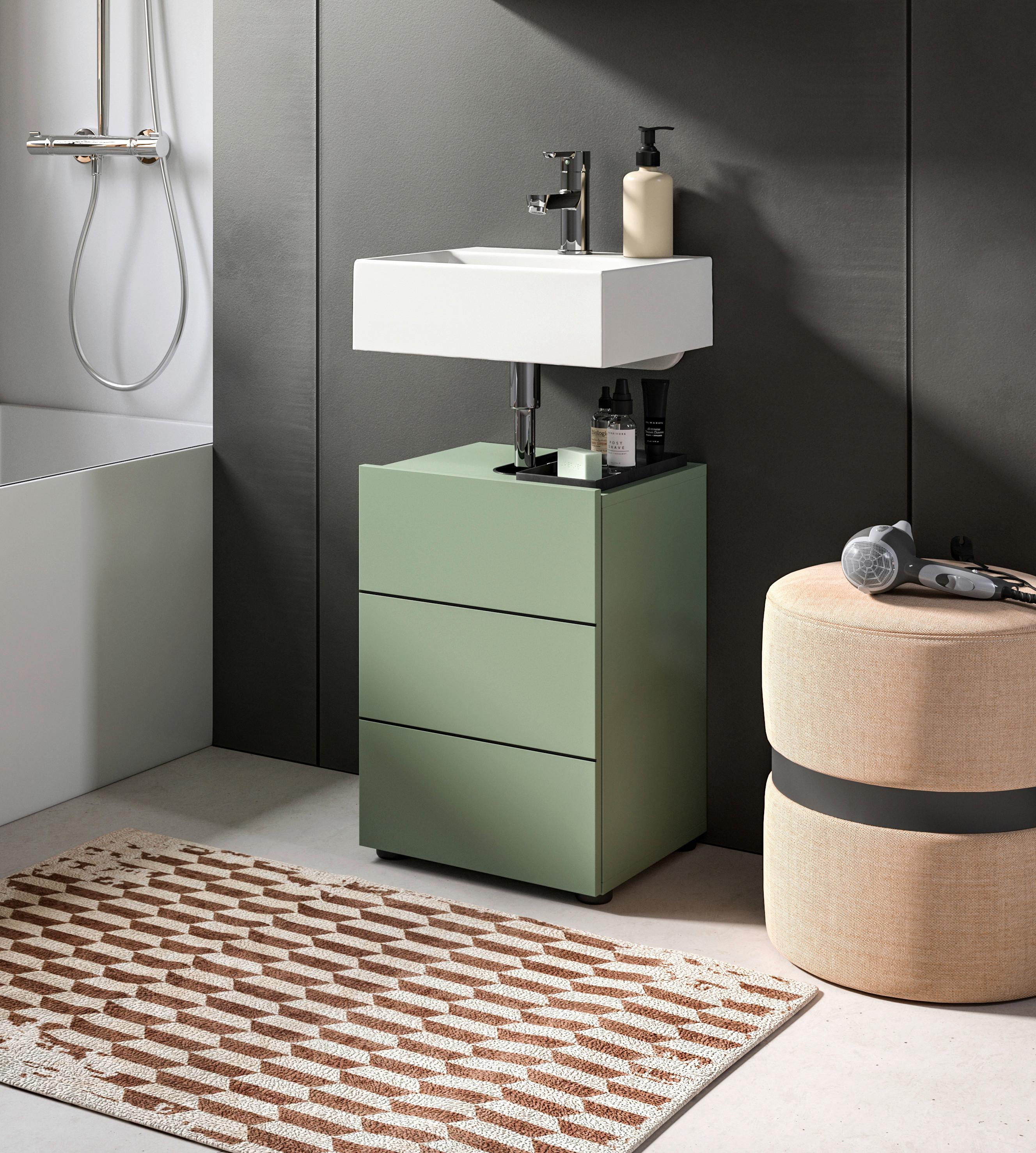 Waschbeckenunterschrank Vira Grün B: 38 Cm - Schwarz/Grün, MODERN, Holzwerkstoff (38/56/34cm) - MID.YOU