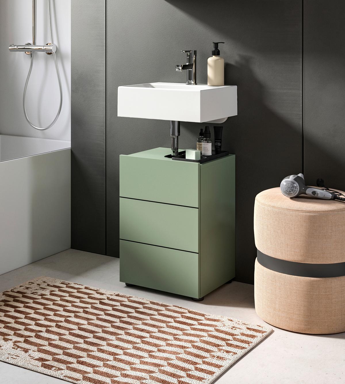 Waschbeckenunterschrank Vira Grün B: 38 Cm - Schwarz/Grün, MODERN, Holzwerkstoff (38/56/34cm) - MID.YOU