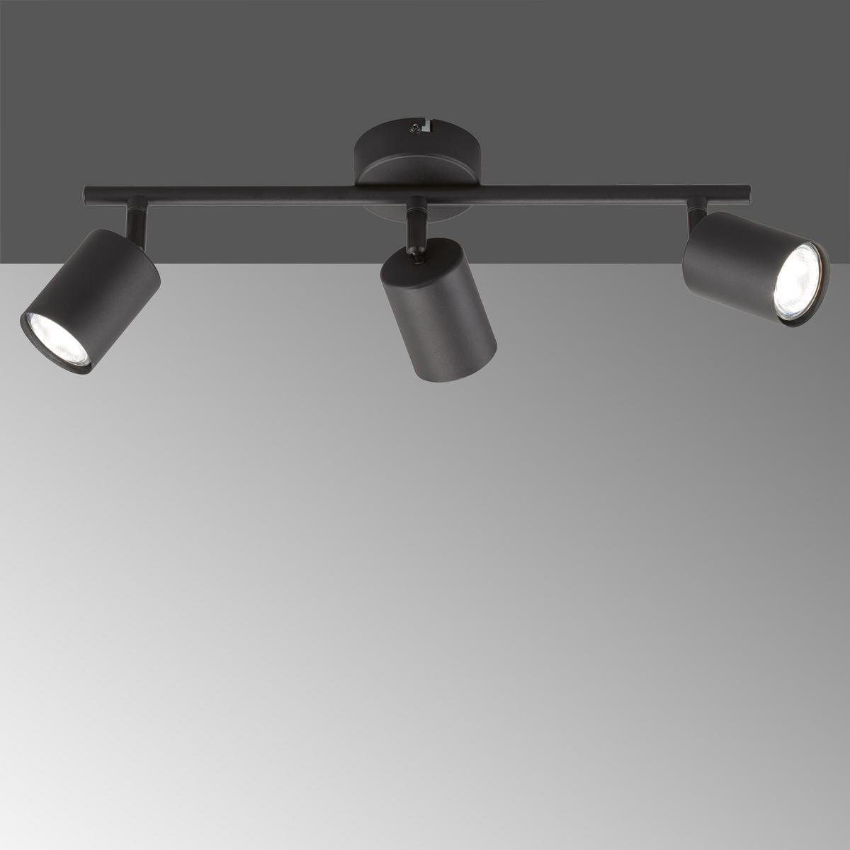 Led-deckenleuchte Vano L: 30 Cm, Drehbar, 3-Flammig - Schwarz, Basics, Metall (42/8/12cm) - Fischer & Honsel