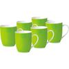 Kaffeebecherset Grün Weiß 6-teilig B: 11 cm - Weiß/Grün, Basics, Keramik (11/10/8cm) - Van Well