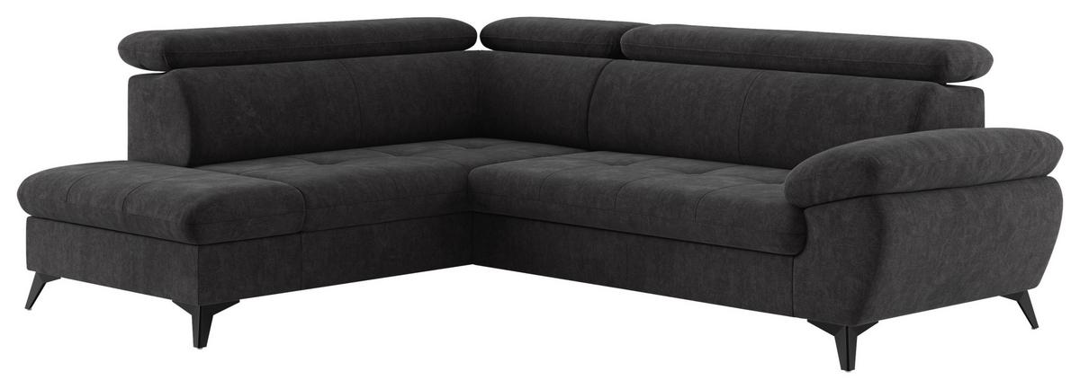 Ecksofa mit Bettkasten Hudson 100x256 cm Dunkelgrau - Schlammfarben/Dunkelgrau, Textil (207/265cm) - MID.YOU