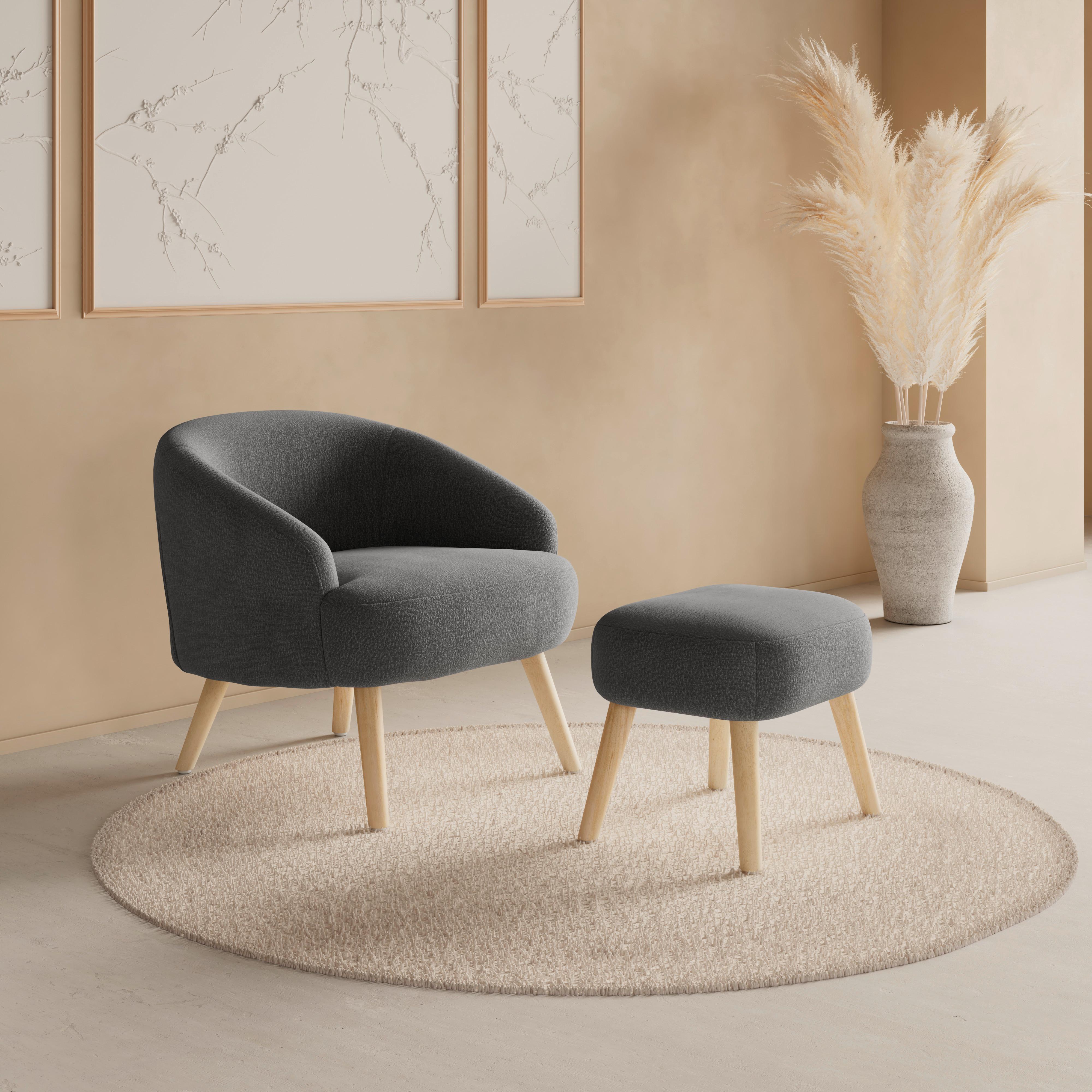 Relaxační křeslo SONJA, černá žinylka, max.140 kg - černá/přírodní barvy, Moderní, dřevo/textil (71/69/68cm) - Bessagi Home