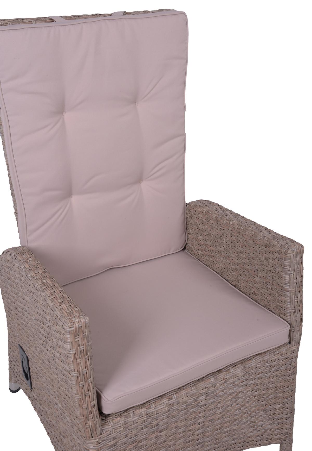 Gartenstuhl-Set Uv-Beständig Braga, Kunststoffgeflecht - Creme/Braun, Basics, Kunststoff/Textil (68/109/60cm) - Gardenson