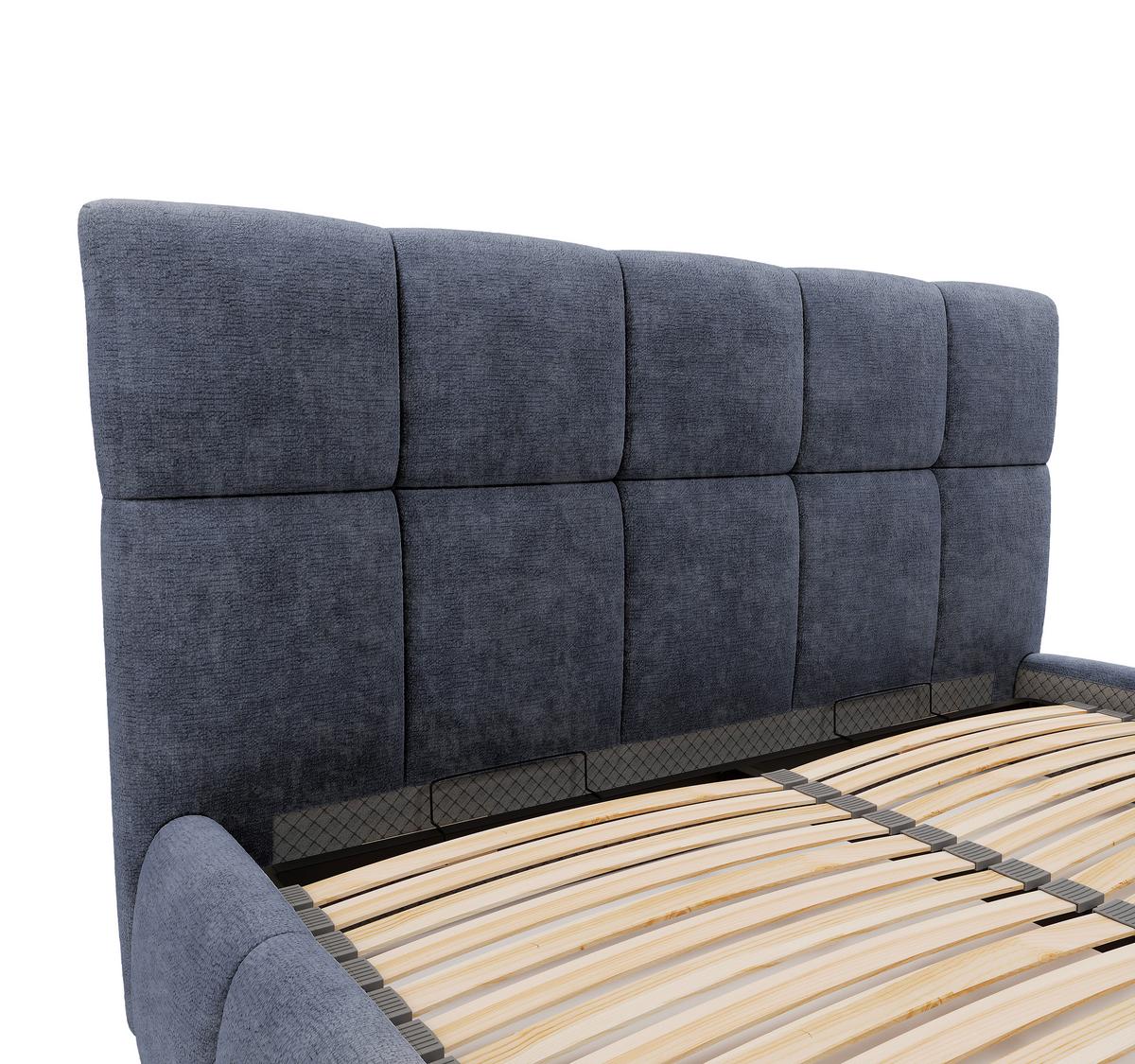 Polsterbett Cherry Chenille Blaugrau, Lf: 180x200 cm - Blaugrau/Schwarz, MODERN, Holz/Holzwerkstoff (180/200cm) - MID.YOU