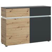 Sideboard Luci Grau Eiche Artisan/Grau B: 120,4 cm - Schwarz/Eiche Artisan, Trend, Holzwerkstoff (120,4/90,1/40cm) - MID.YOU