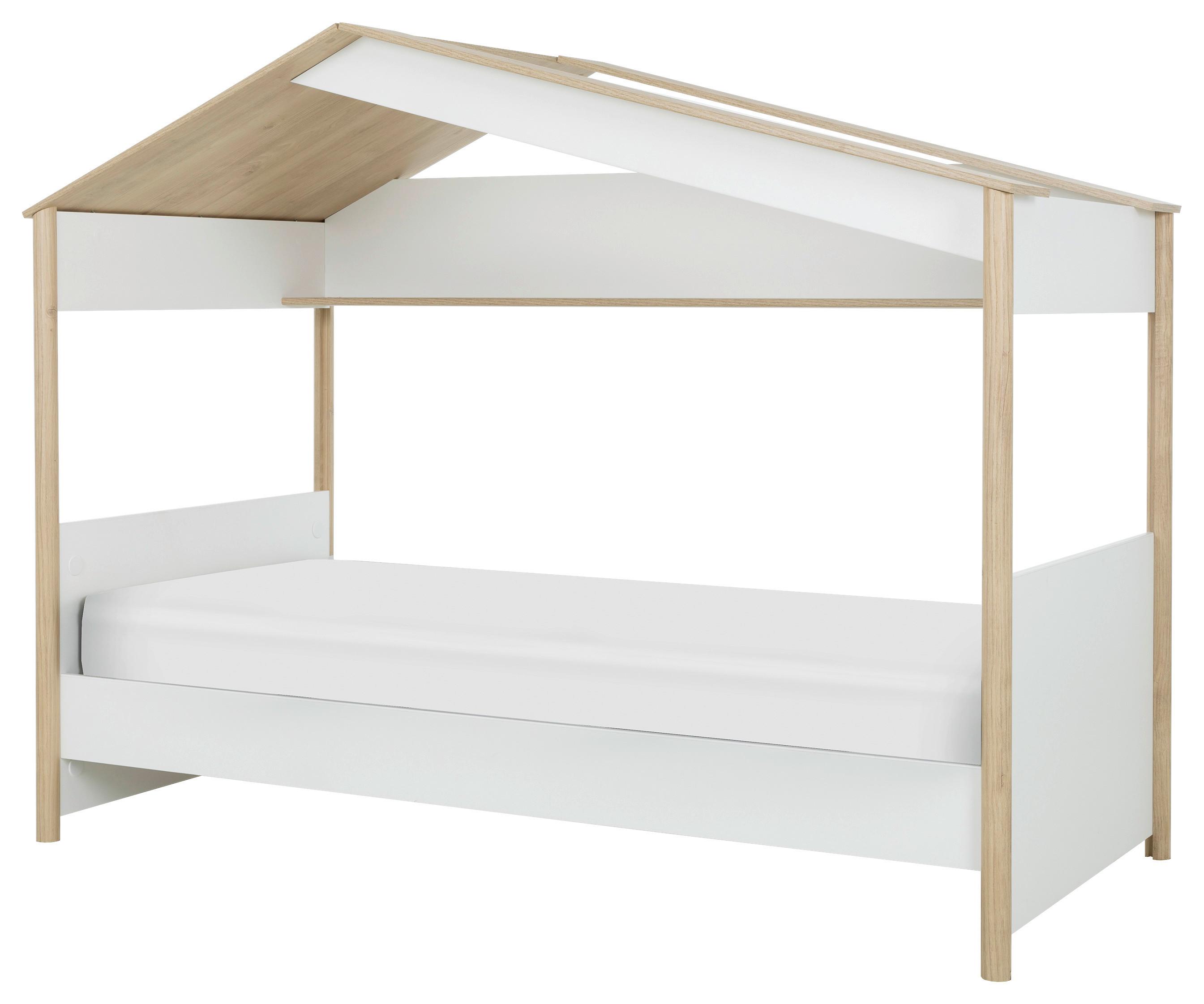 Hochbett MATIS 90x200 cm - Kastanienfarben/Weiß, Basics, Holzwerkstoff (90/200cm)