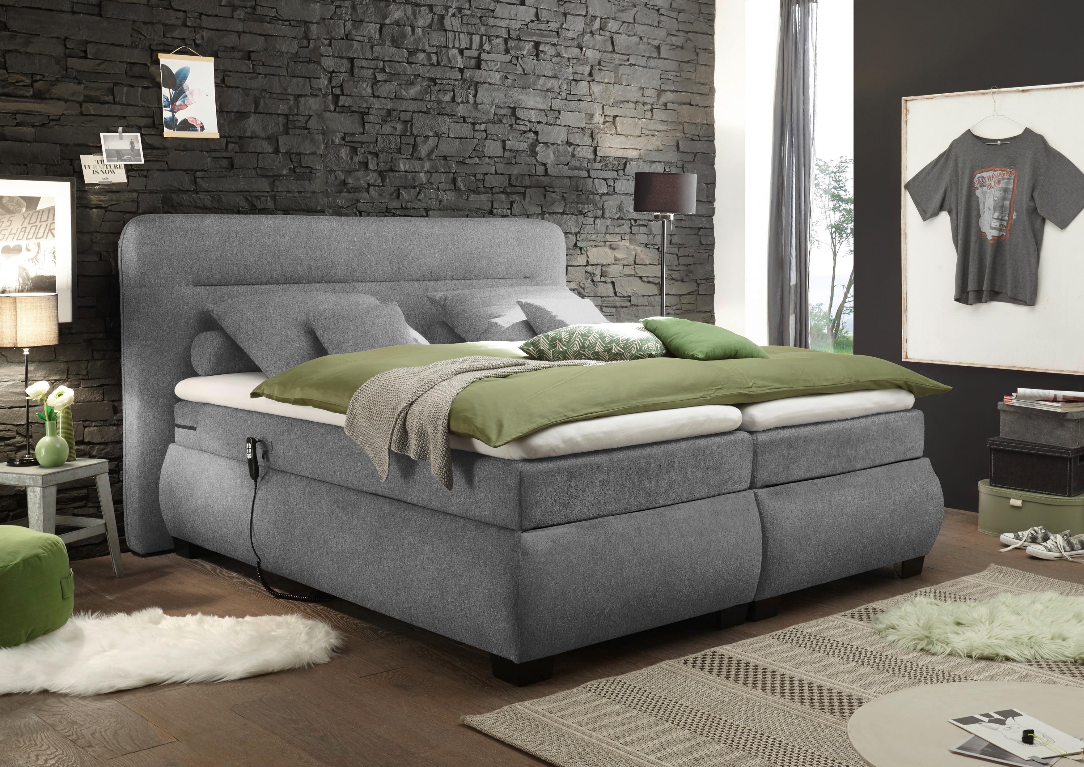 Boxspringbett Mit Topper 180x200 Evolution3 Verstellbar - Dunkelgrau/Schwarz, KONVENTIONELL, Textil (180/200cm) - MID.YOU