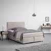 Postel boxspring s toperem, 140x200 cm, béžová - černá/béžová, Moderní, dřevo/textil (140/200cm) - Bessagi Home