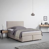 Postel boxspring s toperem, 140x200 cm, béžová - černá/béžová, Moderní, dřevo/textil (140/200cm) - Bessagi Home