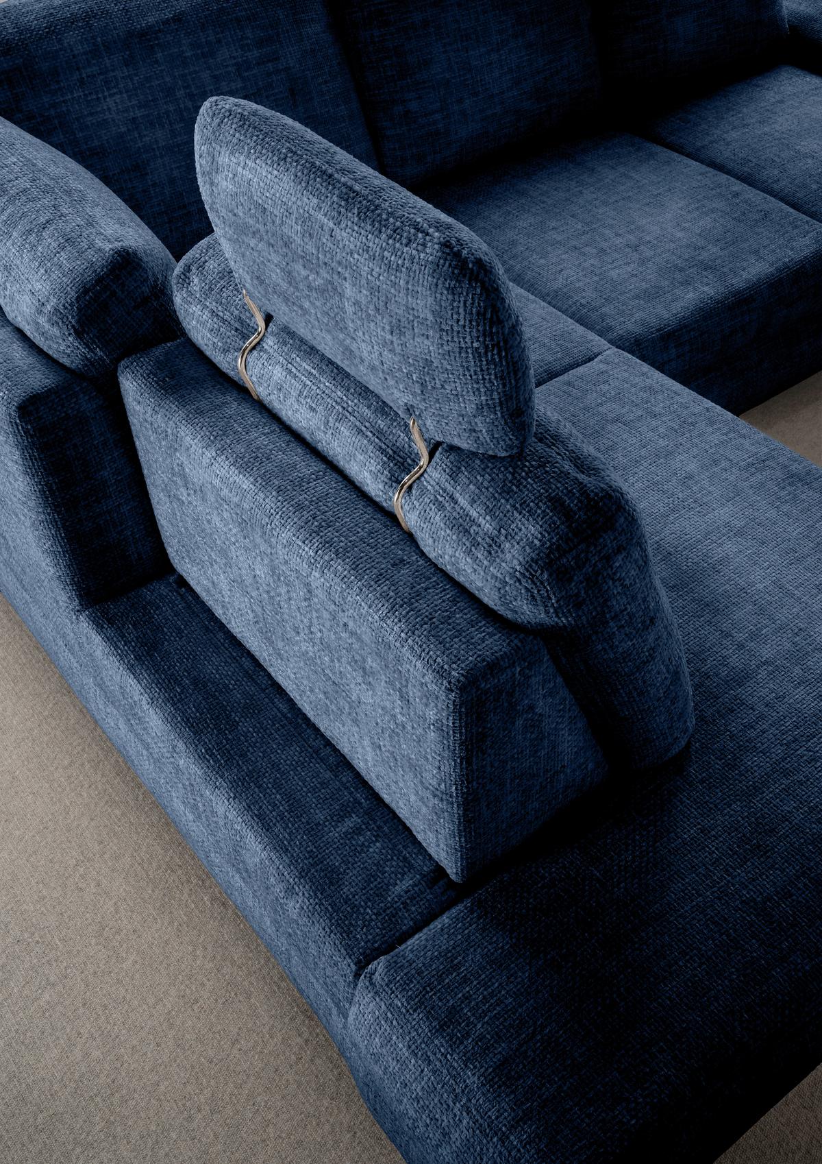Eckschlafsofa Positano, Blau S: 206x265 Cm - Wildeiche/Blau, MODERN, Textil (206/265cm) - Livetastic