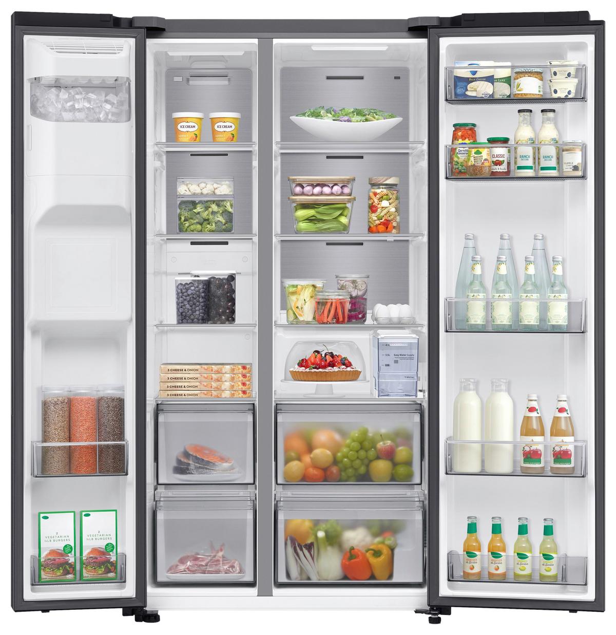 Side-by-side Rs70f65kefef Eekl: E, No-Frost - Schwarz, Basics, Glas/Kunststoff (91,2/178/72,6cm) - Samsung