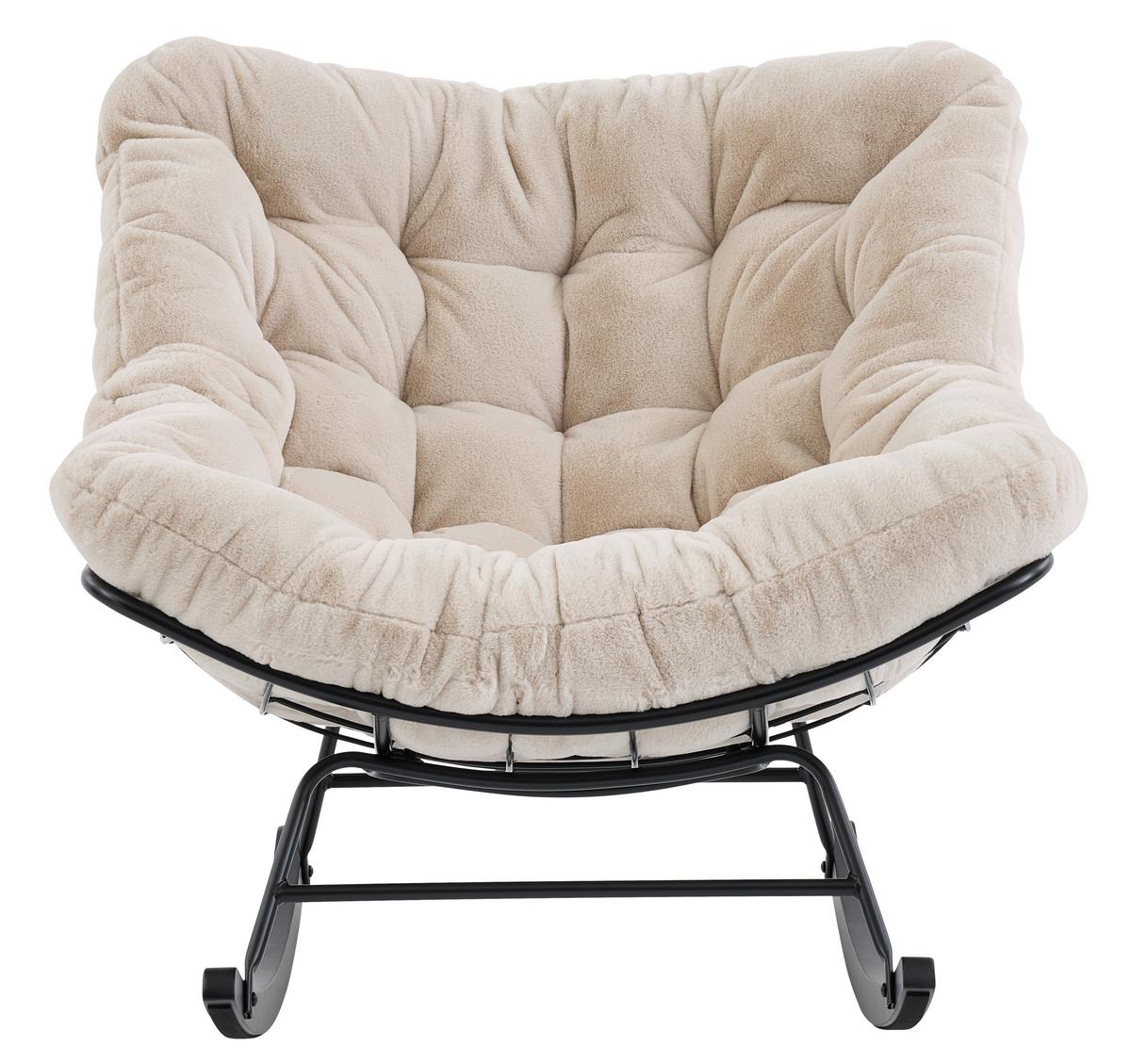 Hojdacie kreslo CLOUD, béžová umelá kožušina - čierna/béžová, Modern, kov/drevo (96/88/103cm) - Mömax