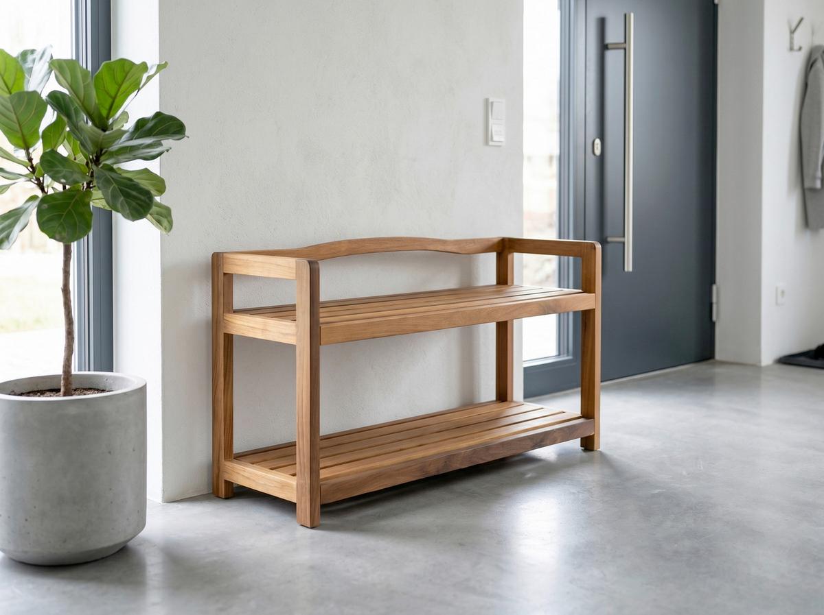 Schuhregal aus Akazie 2 Etagen 26x42x74 cm - Akaziefarben, Basics, Holz (26/42/74cm)