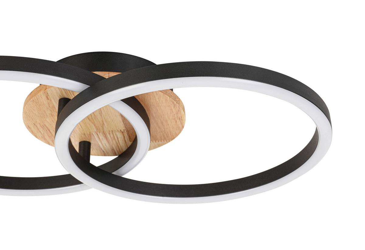 LED-Deckenleuchte Karo - Eichefarben/Schwarz, MODERN, Holz/Kunststoff (50/30/8,5cm) - Luca Bessoni