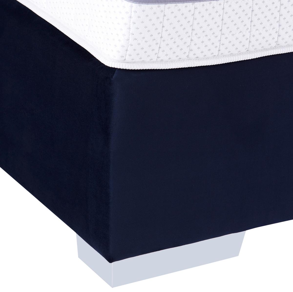 Boxspringbett 160x200cm Paula 1 - Chromfarben/Dunkelblau, MODERN, Textil (160/200cm)