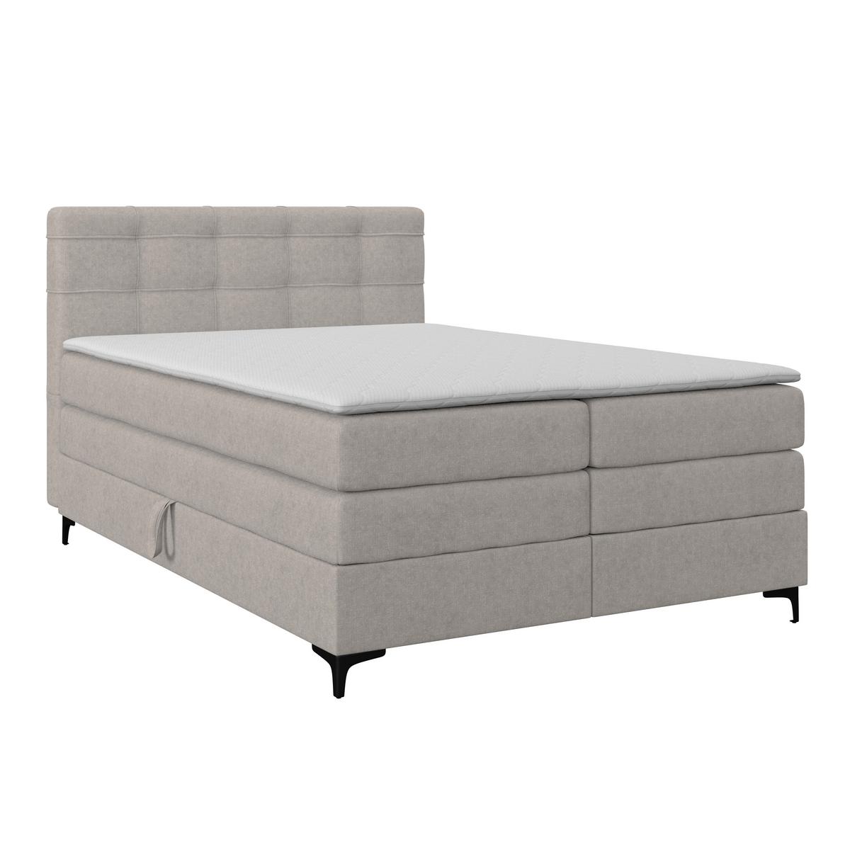 Boxspringbett MITTO Lavagrau 140x200 cm - Lavagrau/Schwarz, KONVENTIONELL, Textil/Metall (140/200cm)