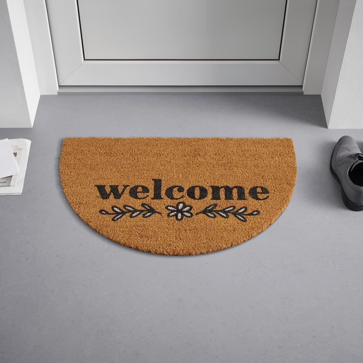 DVEŘNÍ ROHOŽKA Welcome Halbrund, 40/60cm - pískové barvy, Moderní, přírodní materiály (40/60cm) - Modern Living