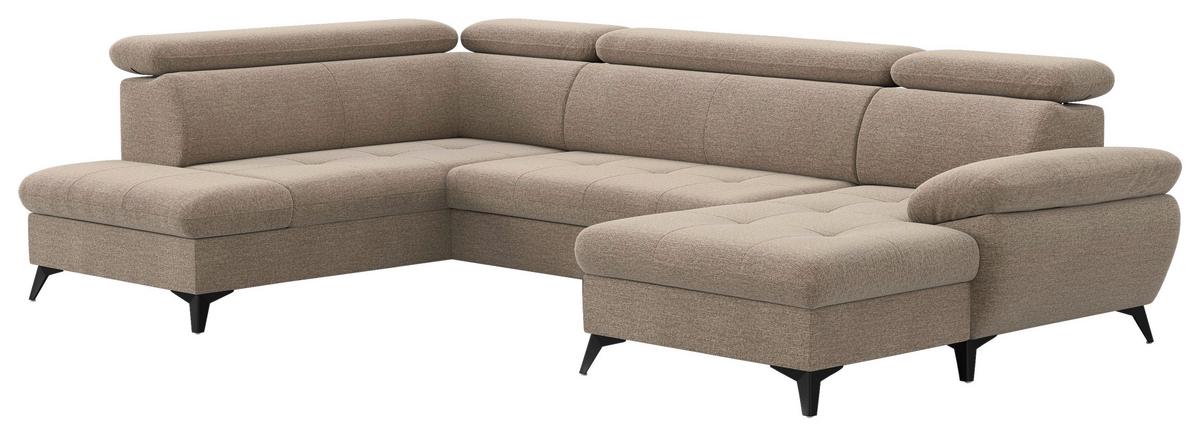 Sedacia súprava HUDSON, levá, jílová žinylka - černá/jílová barva, kov/textil (207/324/166cm) - MID.YOU