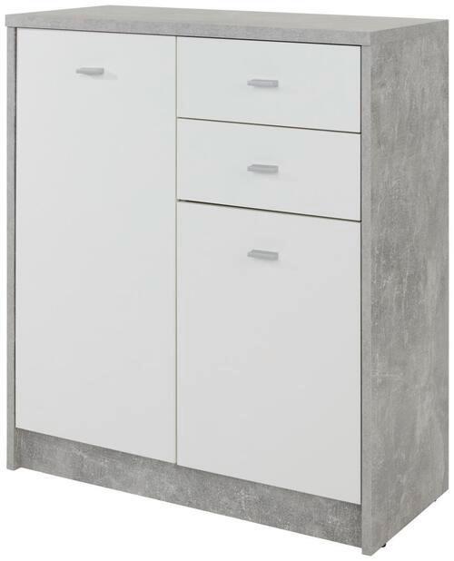 Kommode B 74cm 4-You New, Beton Optik/Weiß - Schwarz/Weiß, MODERN, Holzwerkstoff (74/85,4/34,6cm)