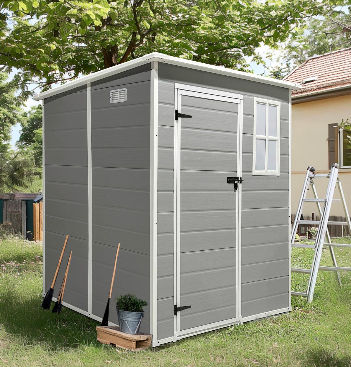 Gartenhaus Brest - Grau, MODERN, Kunststoff/Metall (181/197/181cm) - Beldano