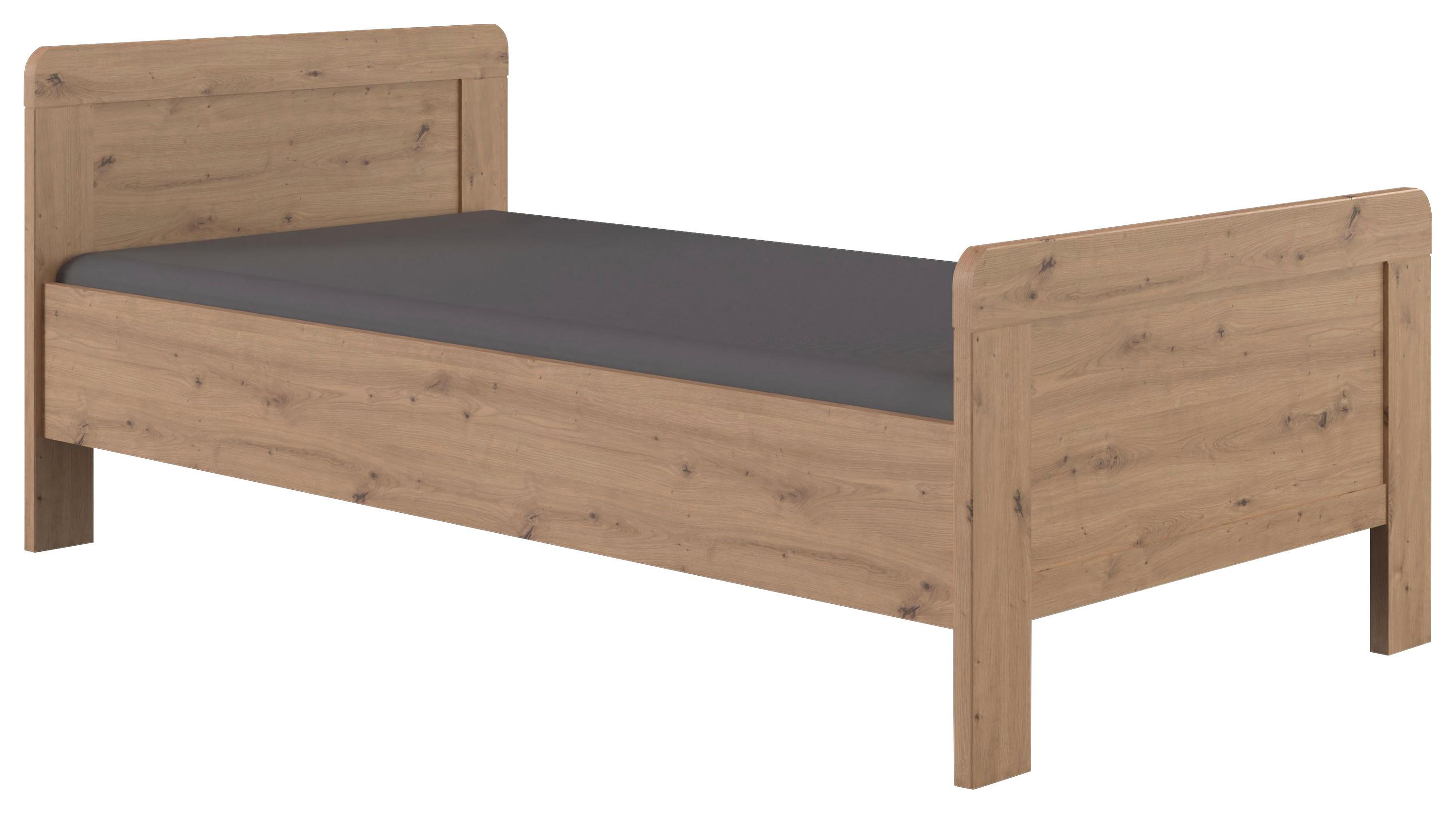 Bett Nadja Eiche Dekor Lf: 90x200cm - Eiche Artisan, KONVENTIONELL, Holzwerkstoff (90/200cm) - MID.YOU