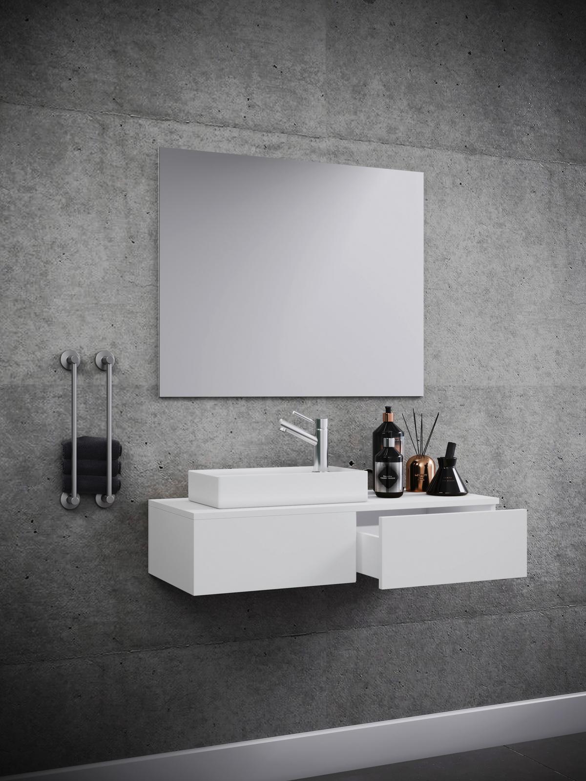 Waschbecken mit Unterschrank Gudas B: 85 cm Weiß - Weiß, MODERN, Keramik/Holzwerkstoff (85cm) - MID.YOU