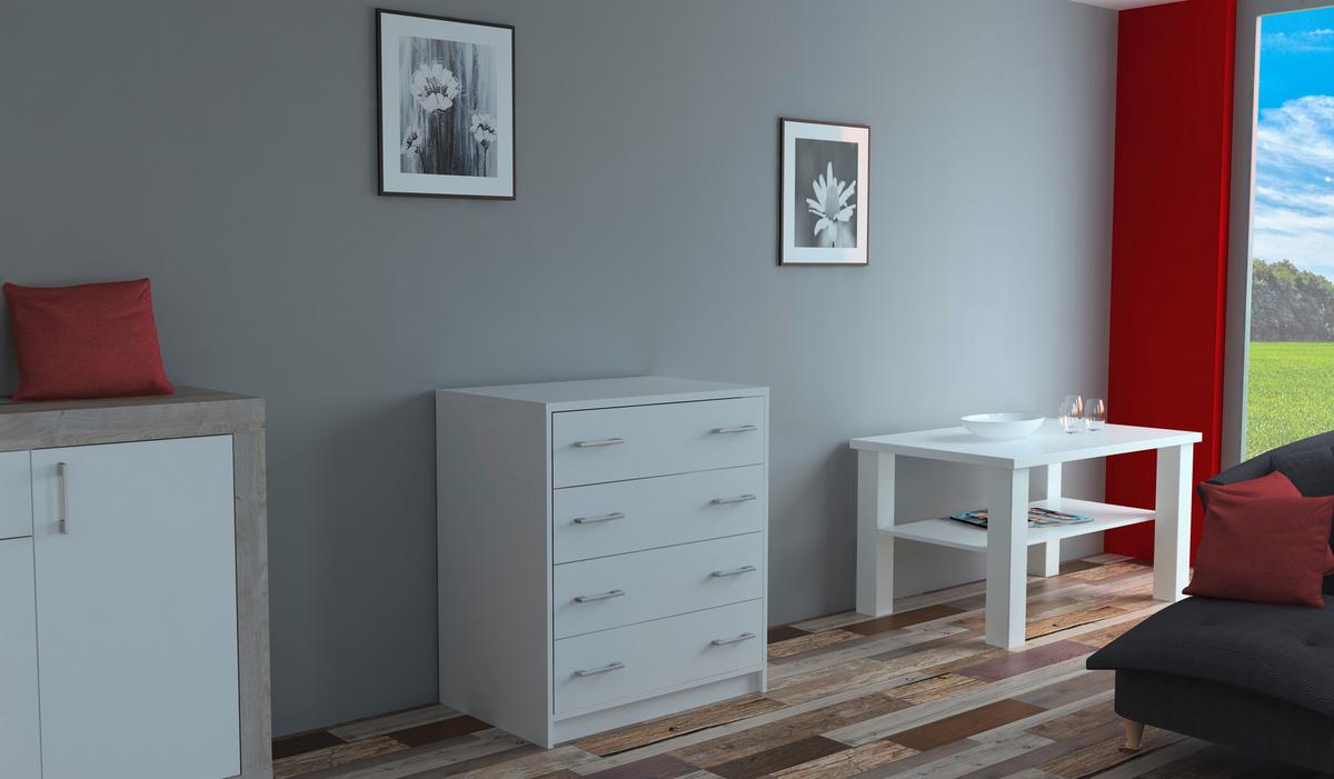 KOMODA ZORA -BP- - biela, Modern, kompozitné drevo/plast (75/85/50cm)