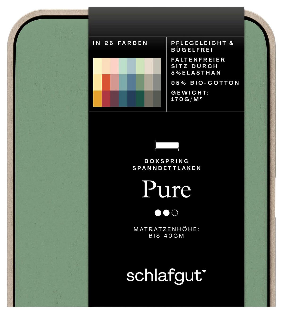 Boxspring-spannleintuch Pure Boxspring - Grün, Basics, Textil (90-100/190-220cm) - Schlafgut