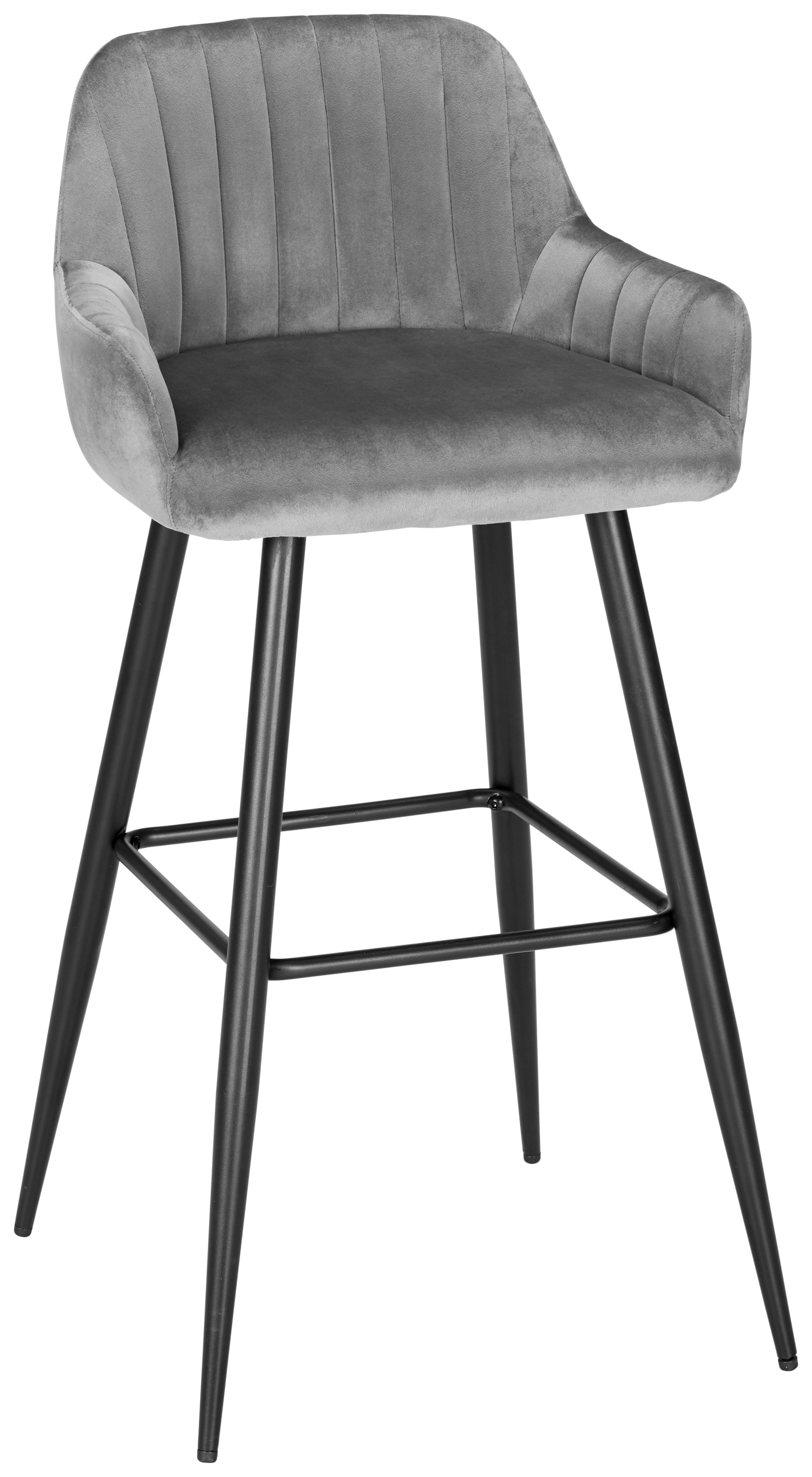 Barová Židle Martha - šedá/černá, Moderní, kov/textil (50/99/53,5cm) - Modern Living