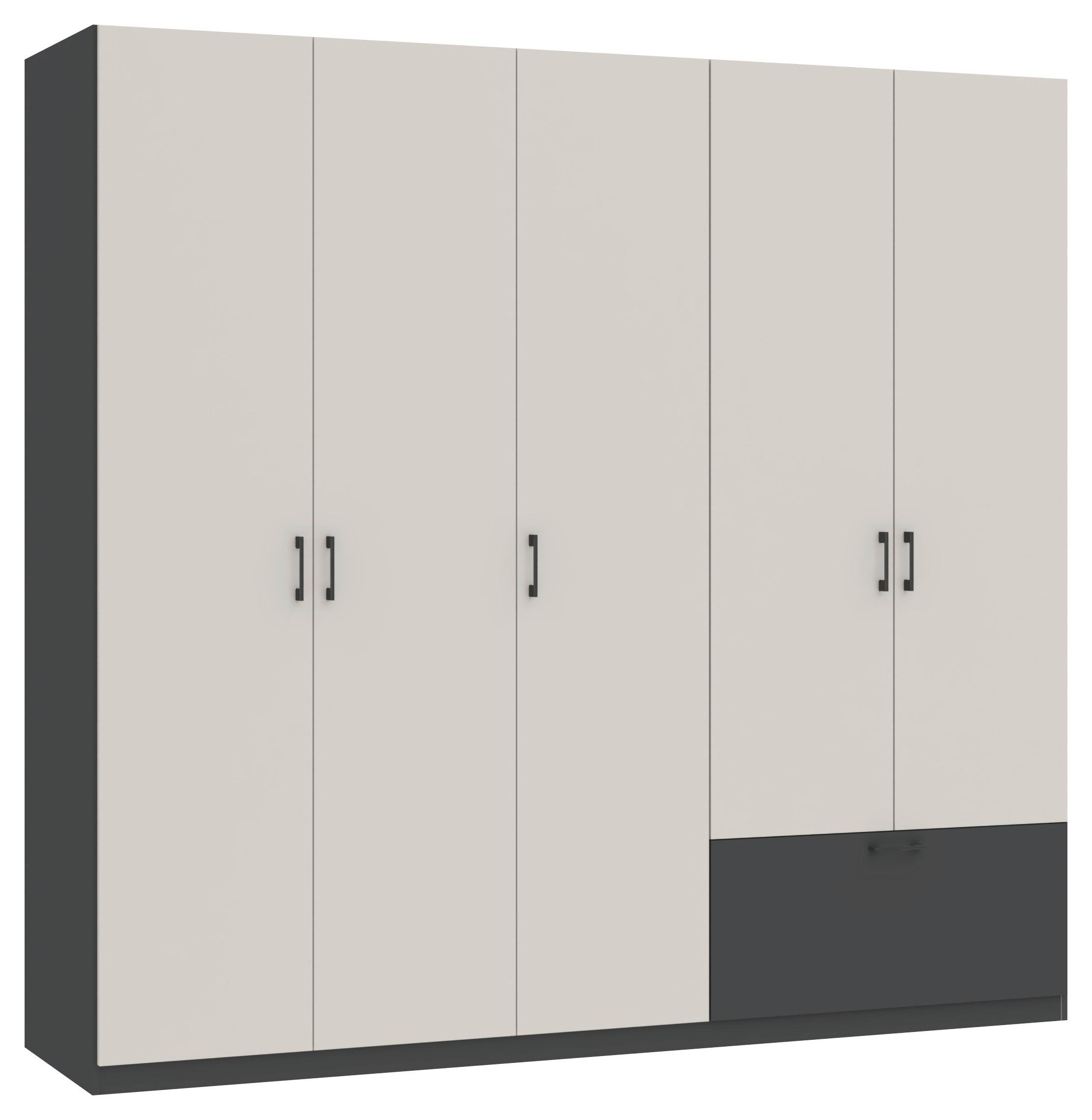 Drehtürenschrank mit Schublade 225cm Mila Kaschmir/Anthrazit