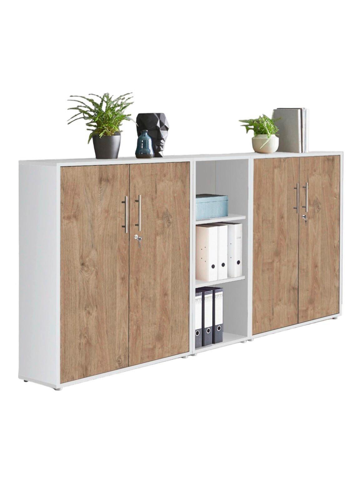Office Edition B: 213 cm Eichefarben/Weiß - Eichefarben/Weiß, MODERN, Holzwerkstoff (213/113/33cm) - MID.YOU