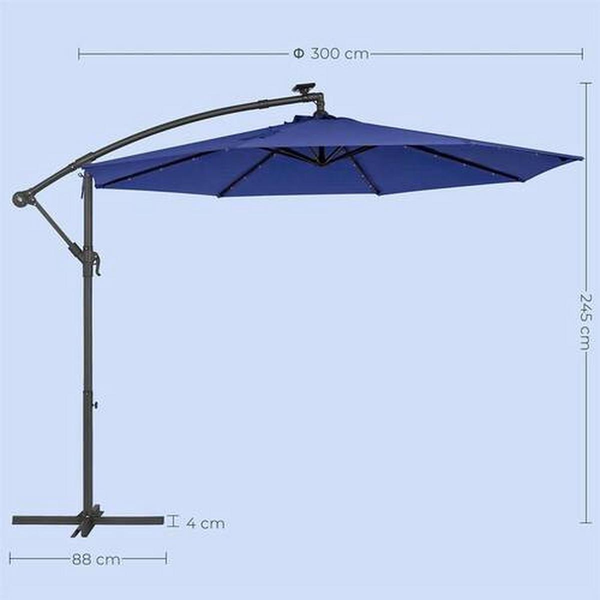 Led Sonnenschirm Blau Schwarz Bxl: 300x300 Cm - Blau/Schwarz, Basics, Textil/Metall (300/300cm) - Modante