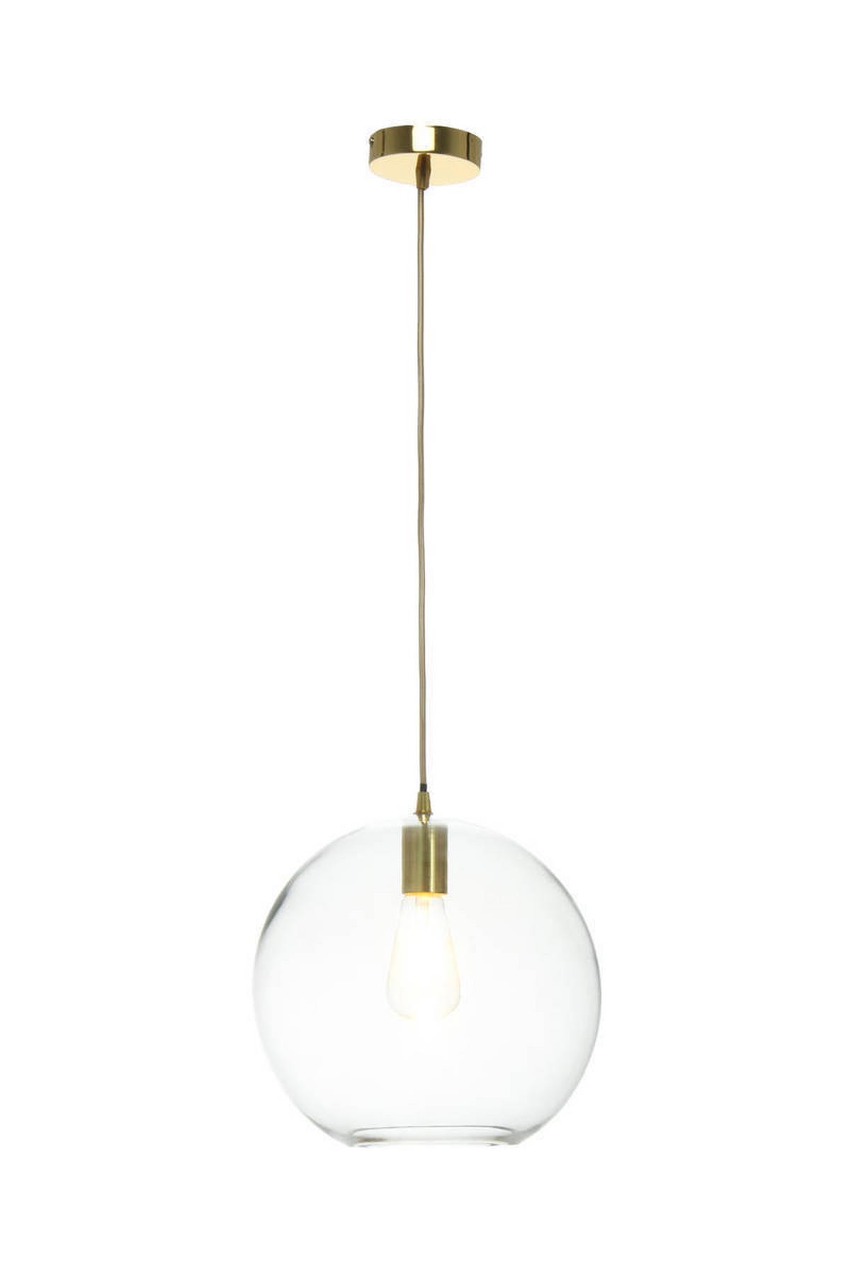 Hängeleuchte Heike H: 36 cm 1-Flammig - Klar/Goldfarben, Trend, Glas (30/36/30cm) - Kayoom