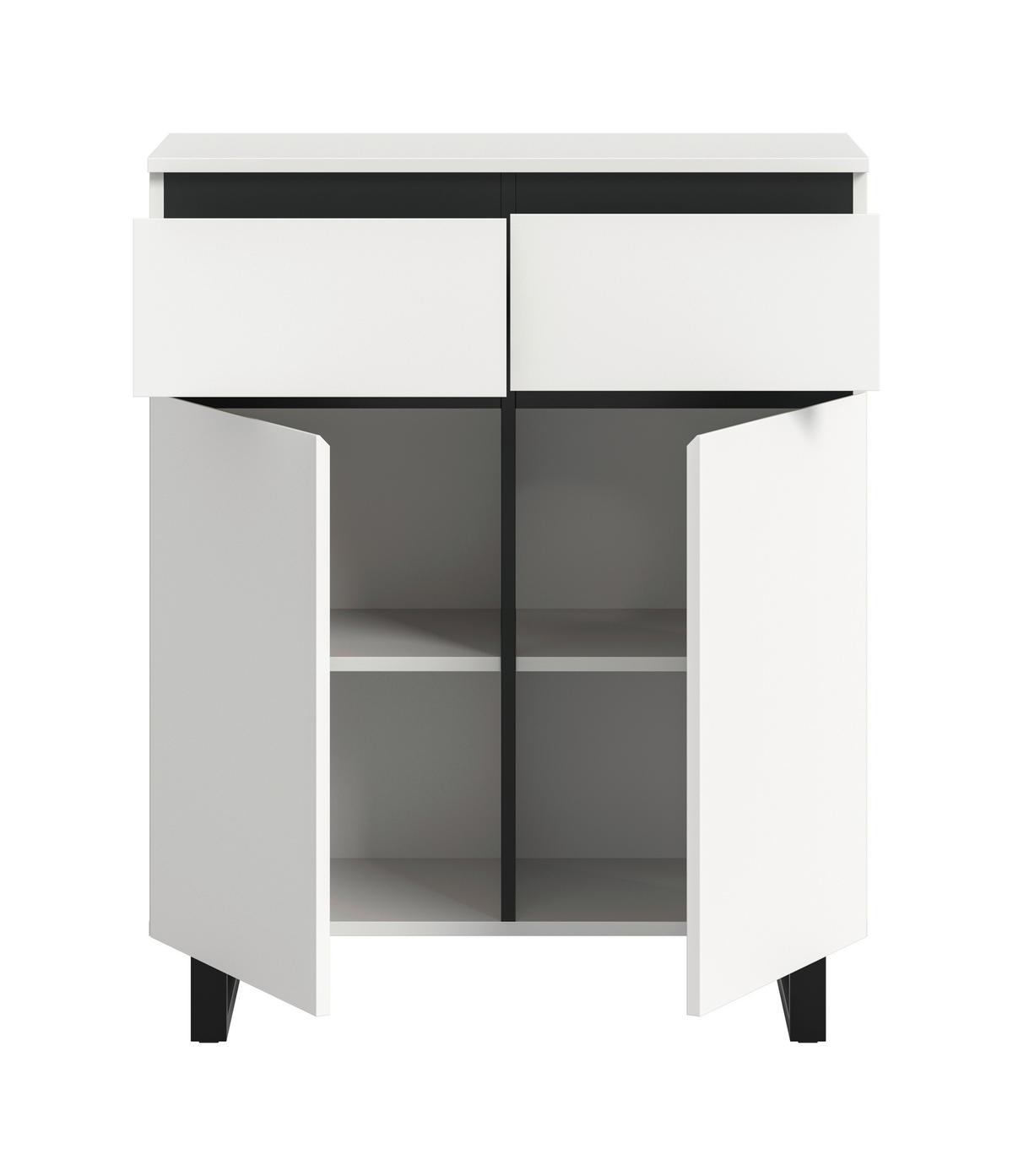 Kommode Tomasa Weiß  B: 80 Cm - Schwarz/Weiß, Design, Holzwerkstoff (80/99/36cm) - Livetastic