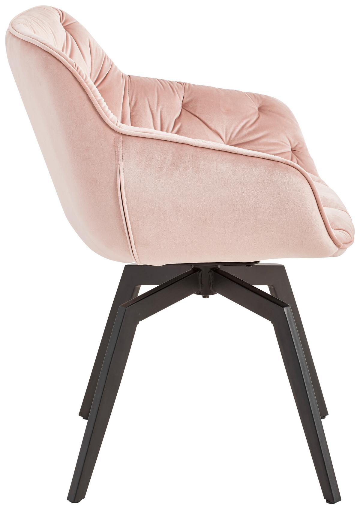 Armlehnstuhl Avegno Rosa mit drehbare Sitzfläche - Schwarz/Rosa, MODERN, Holz/Textil (58/83/63cm) - Livetastic