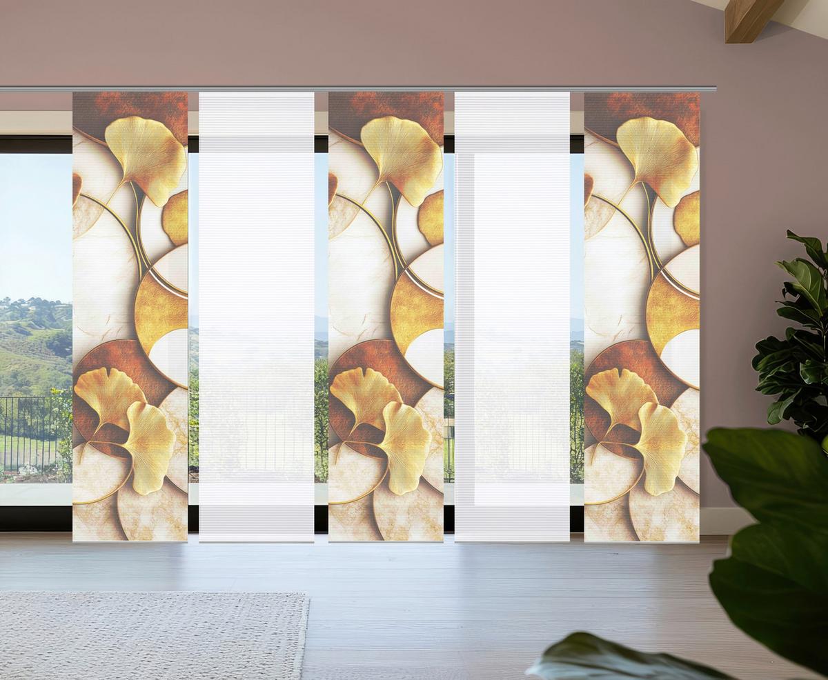 Flächenvorhang Storm 5er Set - Cognac/Goldfarben, Natur, Textil (60/245cm)