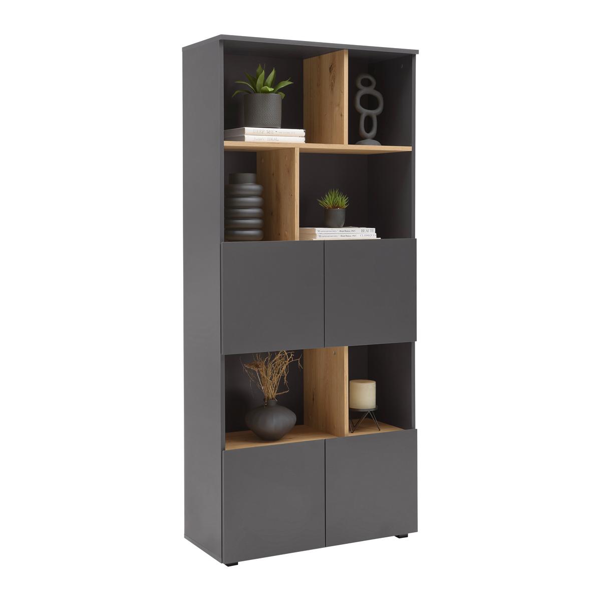 REGÁL SAVANNA -EXKLUSIV- - černá/antracitová, Moderní, kompozitní dřevo/plast (80/180/35cm) - Mömax