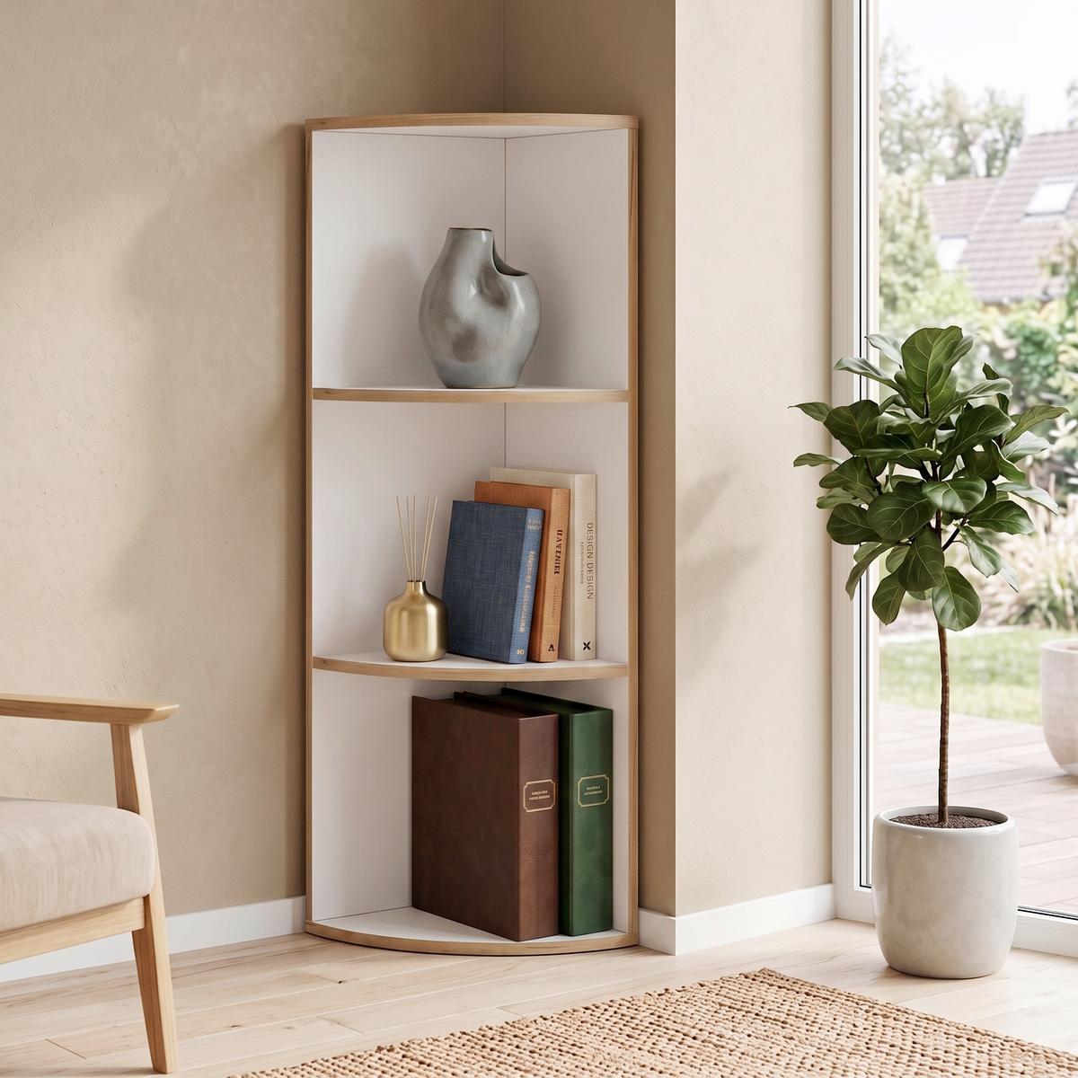 ROHOVÝ REGÁL SALIA - čierna/biela, Design, kompozitné drevo/plast (33/100/33cm) - Livetastic