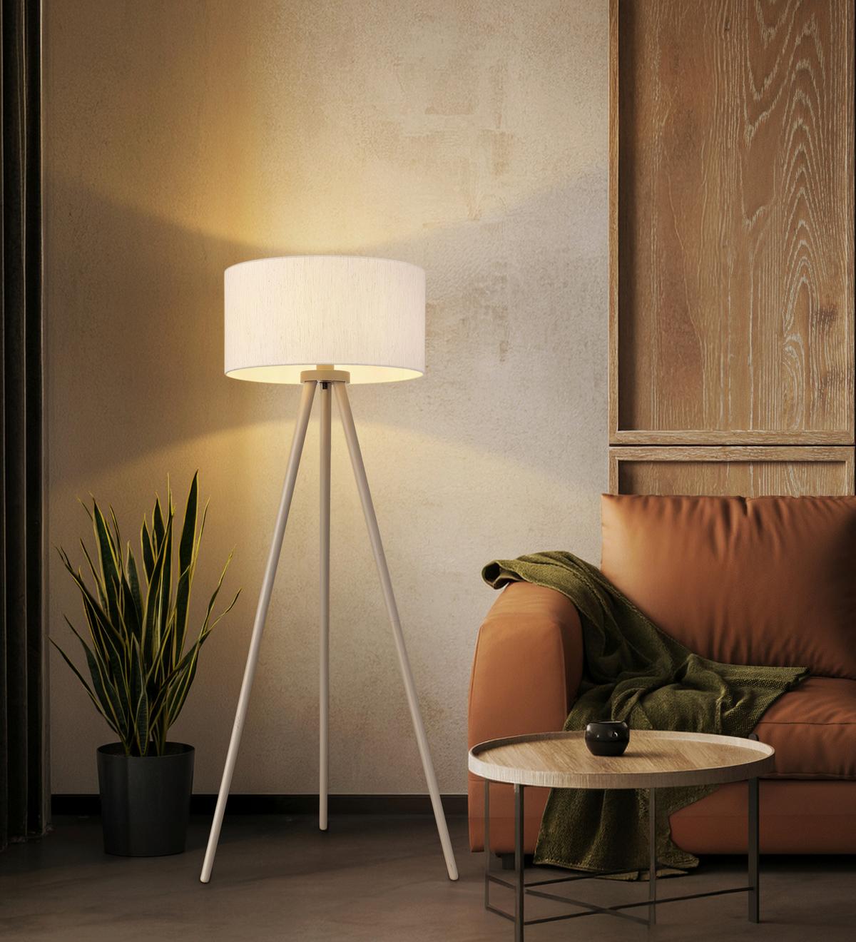 Stehleuchte Holz/Textil 40W, DxH: ca. 57x148 cm - Sandfarben/Naturfarben, Natur, Holz/Textil (57/148cm) - Globo