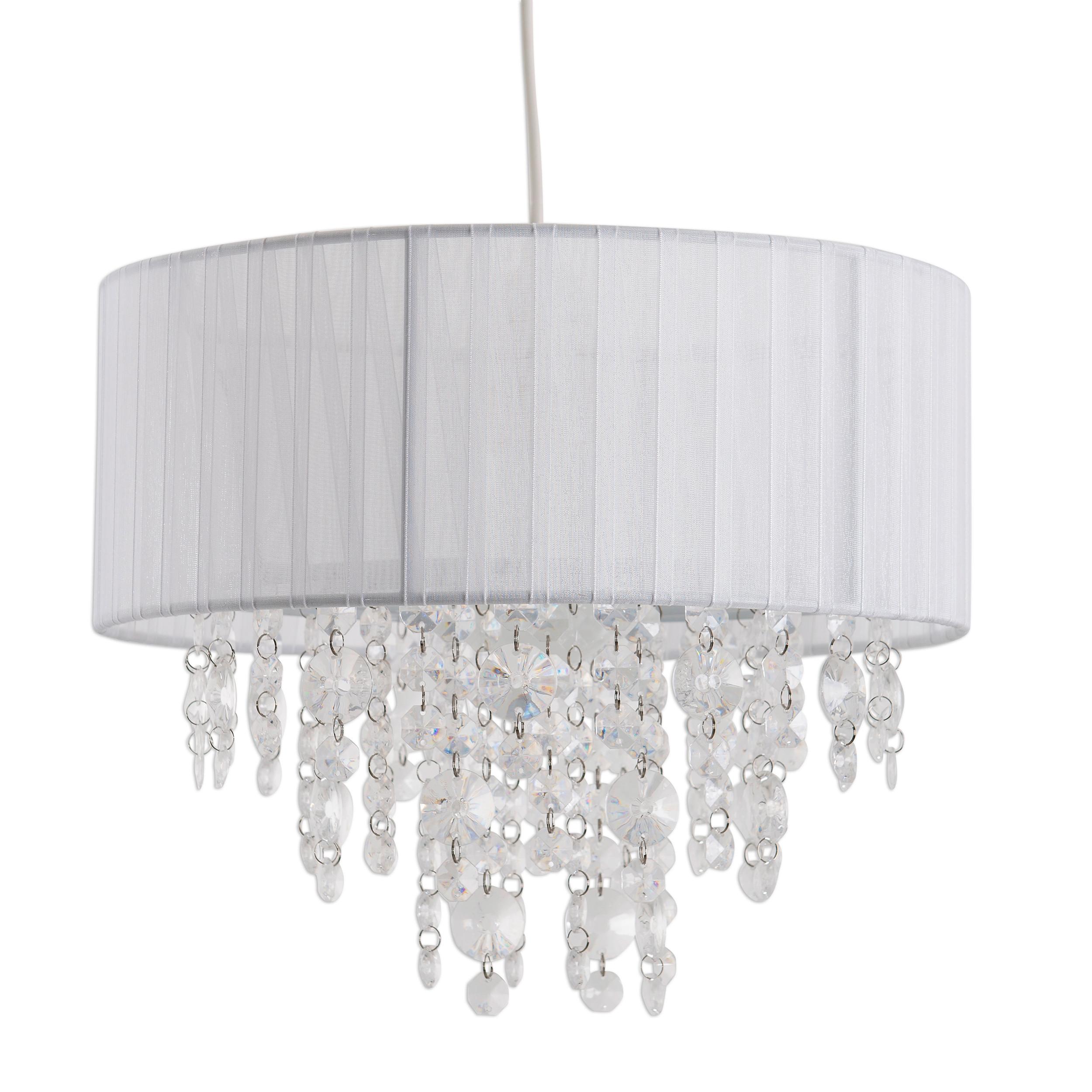 Hängeleuchte Kristallo H: 23cm 1-Flammig mit Kristallen - Transparent/Weiß, LIFESTYLE, Kunststoff/Textil (30/23cm) - Näve