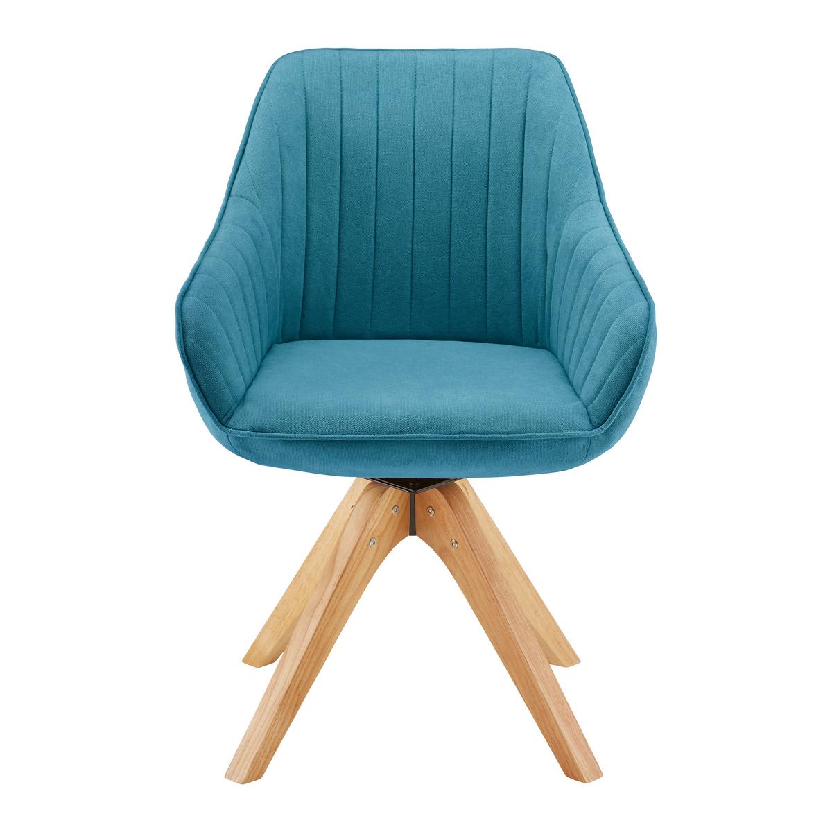 Jídelní židle LEONIE petrolejová - petrolej/barvy dubu, Moderní, dřevo/textil (60/82/61cm) - Modern Living