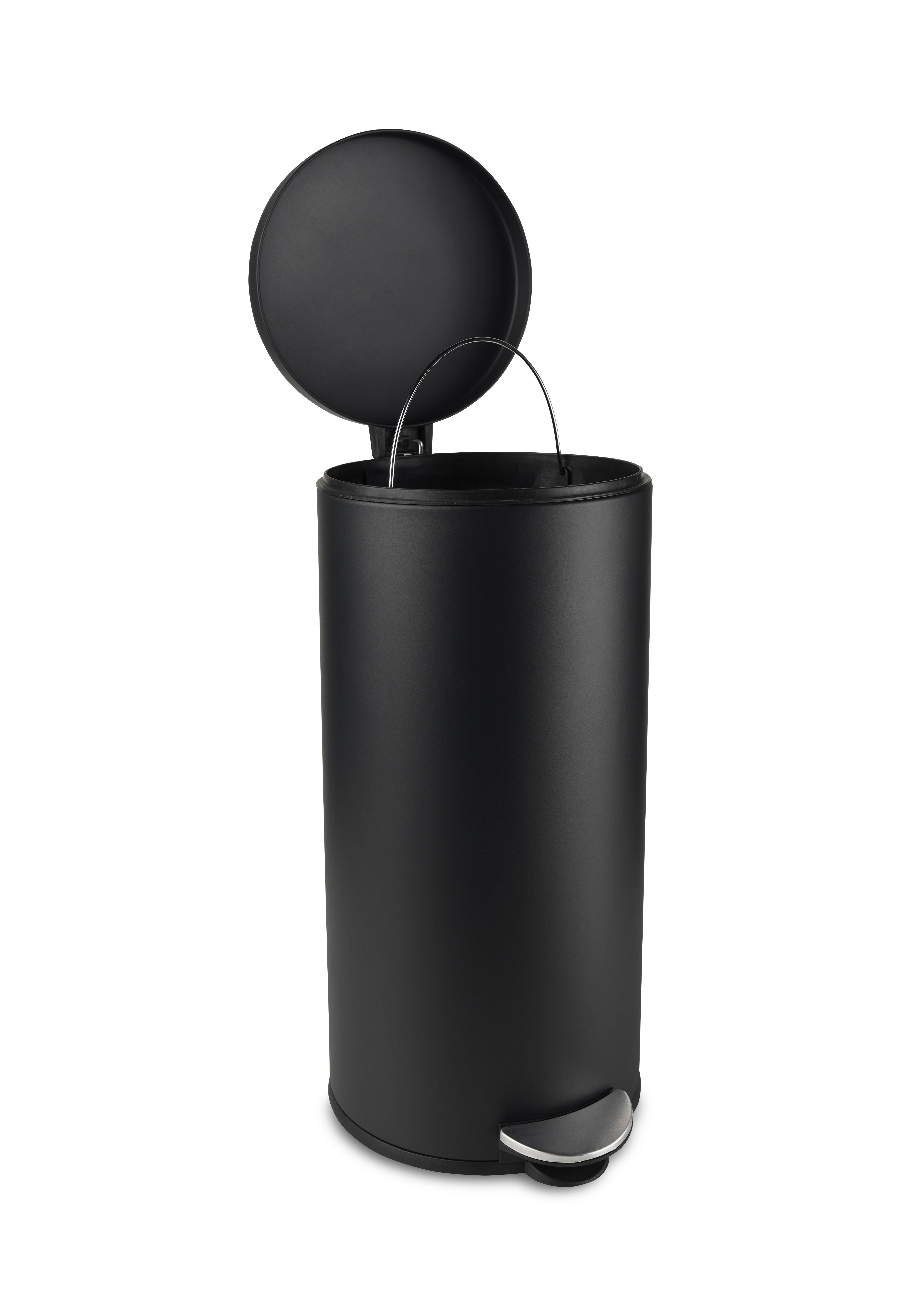 NÁŠĽAPNÝ ODPADKOVÝ KÔŠ SAMUEL - 30L - čierna, Konventionell, kov/plast (29/64,5cm) - Modern Living