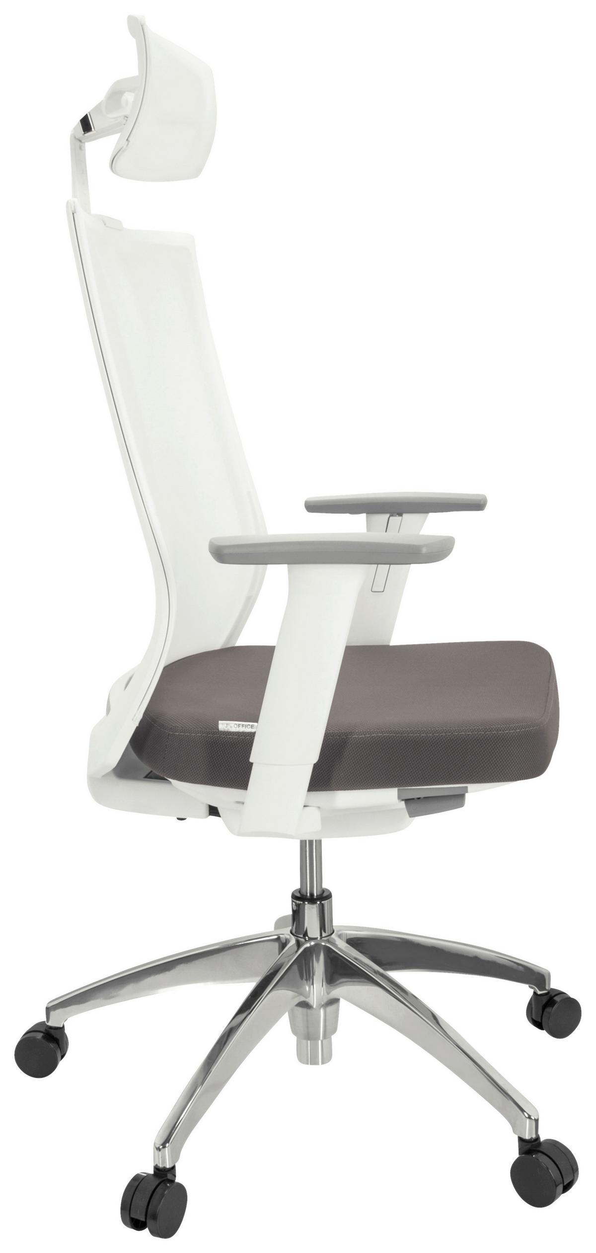 Drehstuhl Aspen White Pro - Silberfarben/Weiß, Basics, Kunststoff/Textil (63/112-122/55cm) - MID.YOU