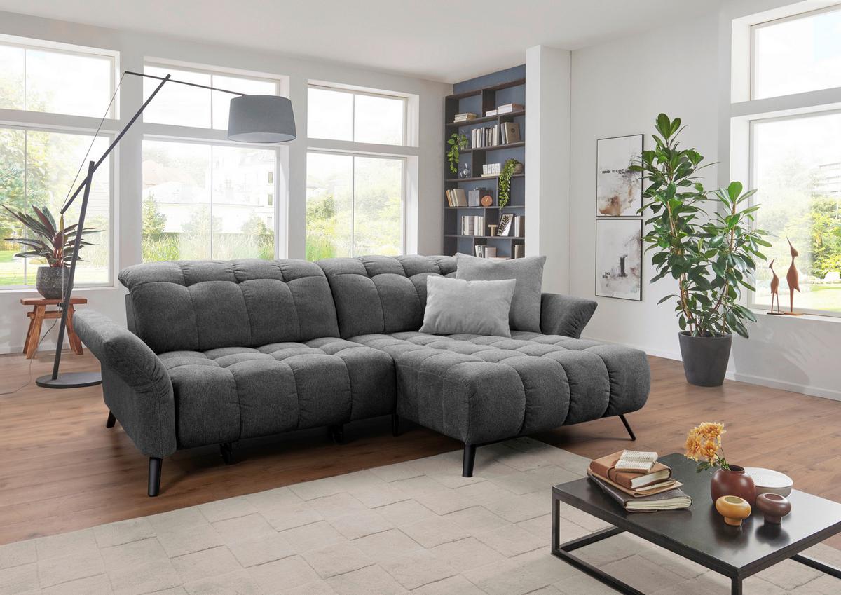 Ecksofa Coast Grau B: 244-270 cm - Schwarz/Grau, KONVENTIONELL, Holzwerkstoff/Textil (244-270/87-104/173cm)
