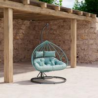 ZÁVESNÉ KRESLO ENEA - tmavosivá/tyrkysová, Modern, kov/textil (133/205/120cm) - Bessagi Garden