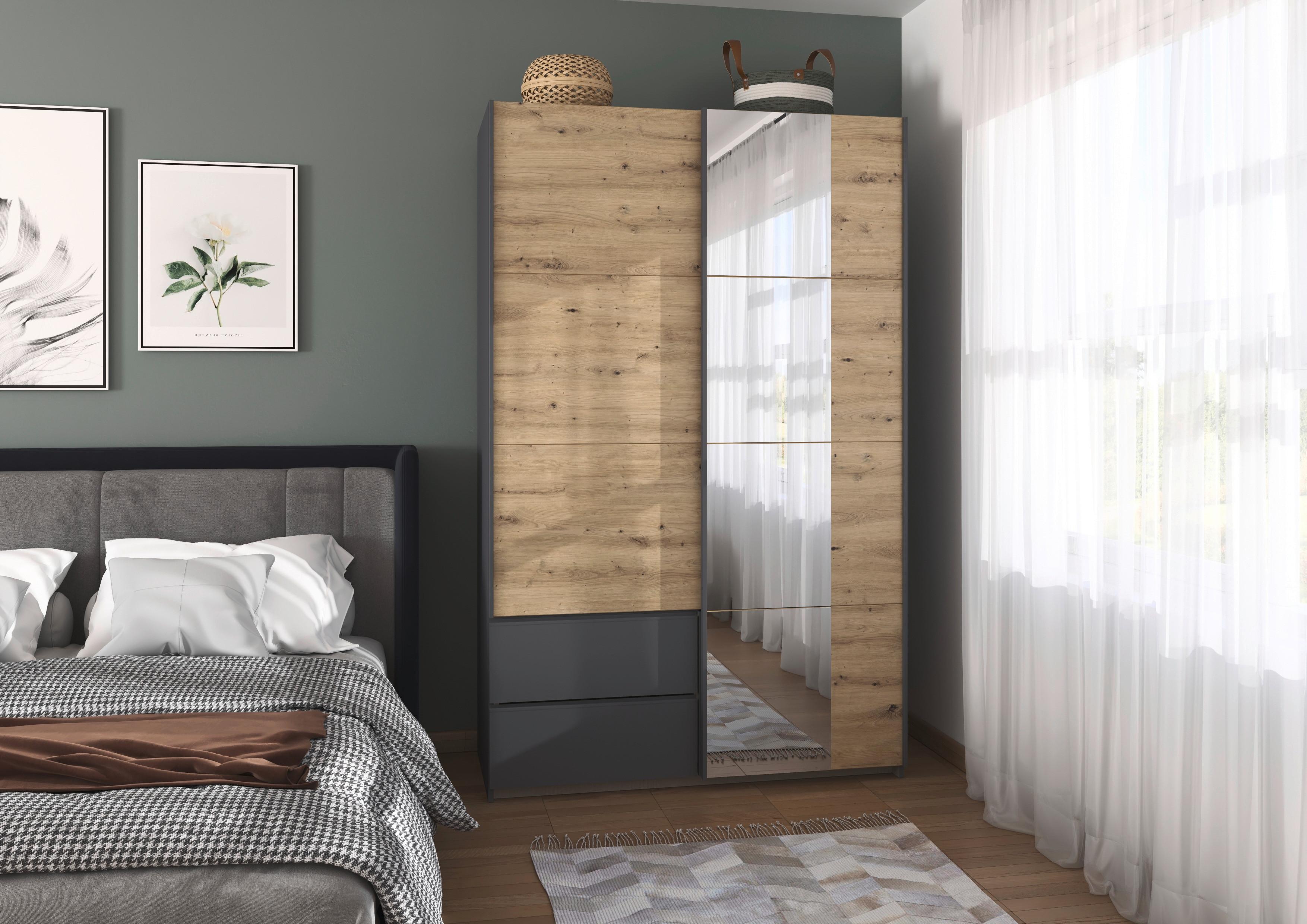 Schwebetürenschrank Stoke Grau Eiche Artisan Dekor - Eiche Artisan/Grau, MODERN, Holzwerkstoff (131/210/59cm) - Rauch Möbel